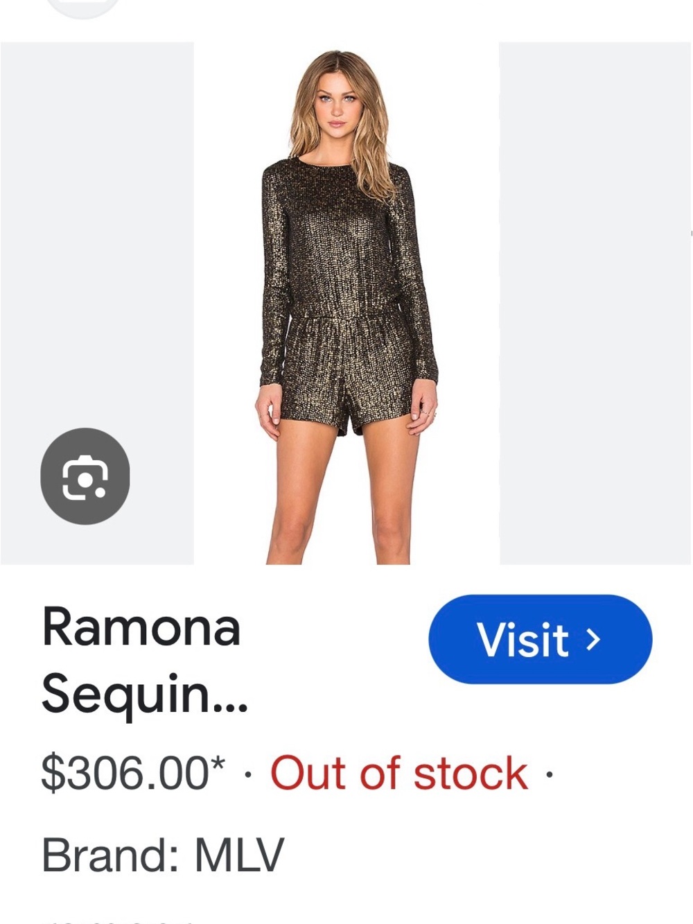 NWOT MLV GOLD AND BLACK SEQUIN LONG SLEEVE ROMPER “Ramona”